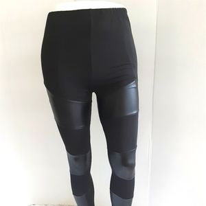 NEW ZANZEA STREETWEAR FAUX LEATHER BANDAGE STRIP LEGGINGS SZ S